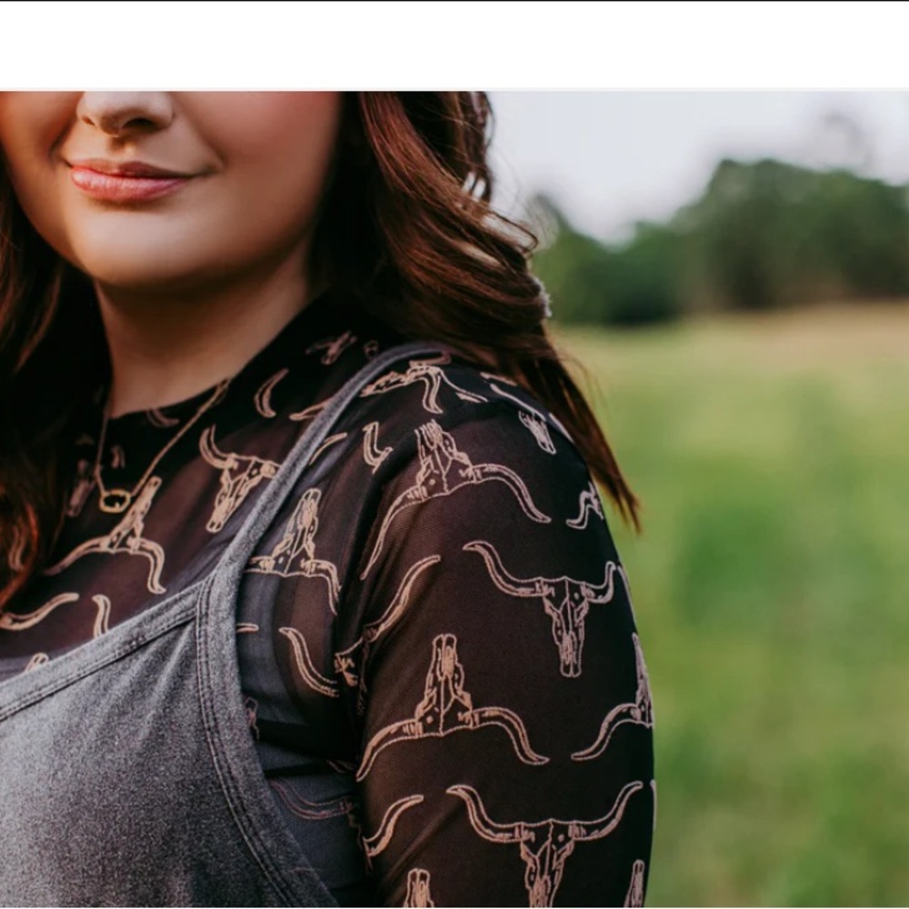 Longhorn Mesh Top - Black/Brown